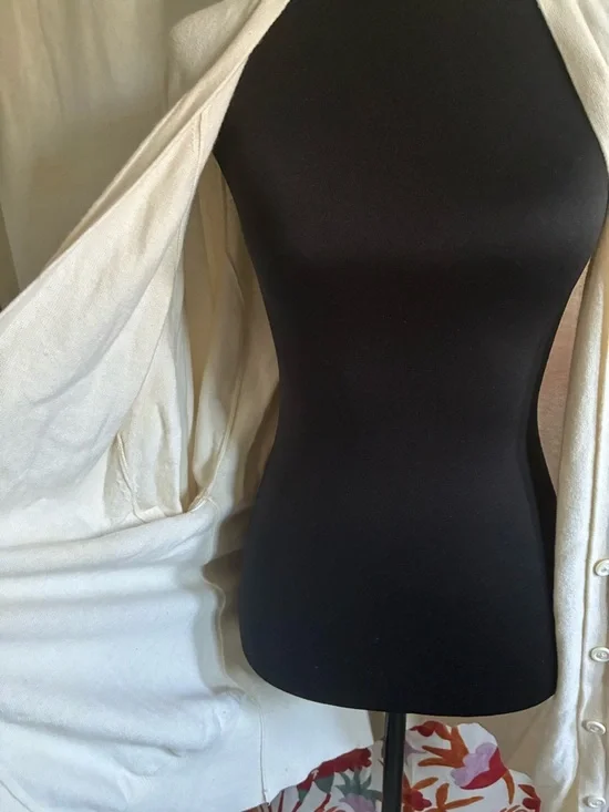 See by Chloé Cashmere Light Cream Button up Bat-Wing Cardigan Size L - Picture 14 of 15